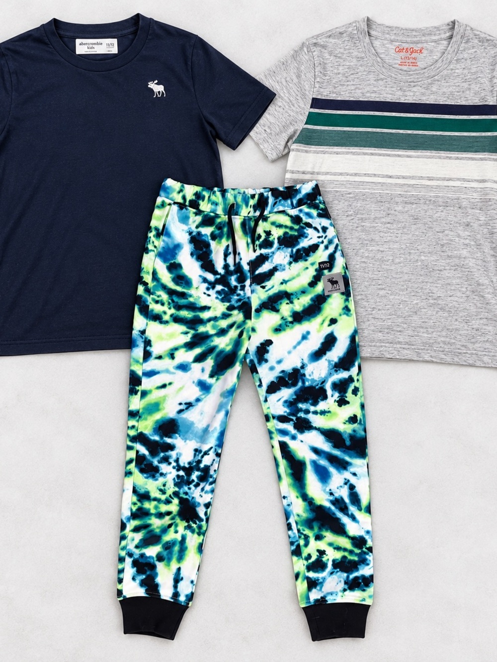 Boys 3-Piece Clothing Bundle Size 11/12 12/14 Abercrombie Cat & Jack NWT Joggers